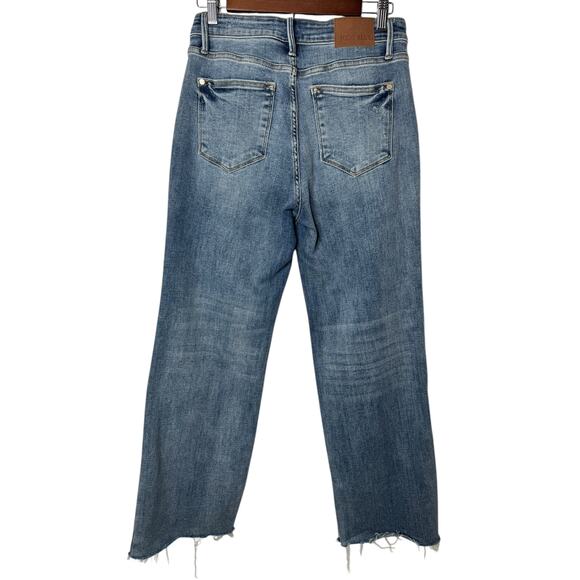 Judy Blue High-Rise Wide Leg Denim Jeans Medium Wash Blue Women's Size 7/28 EUC - Picture 2 of 5